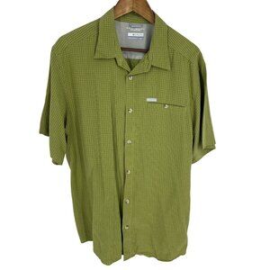 Columbia Mens Omni-Shade Green Plaid Button-Up Short Sleeve Shirt L